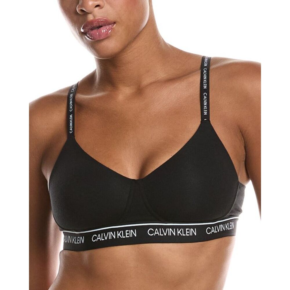 Calvin Klein Womens  Archive Logo Lightly Lined Wirefree Bralette, Black